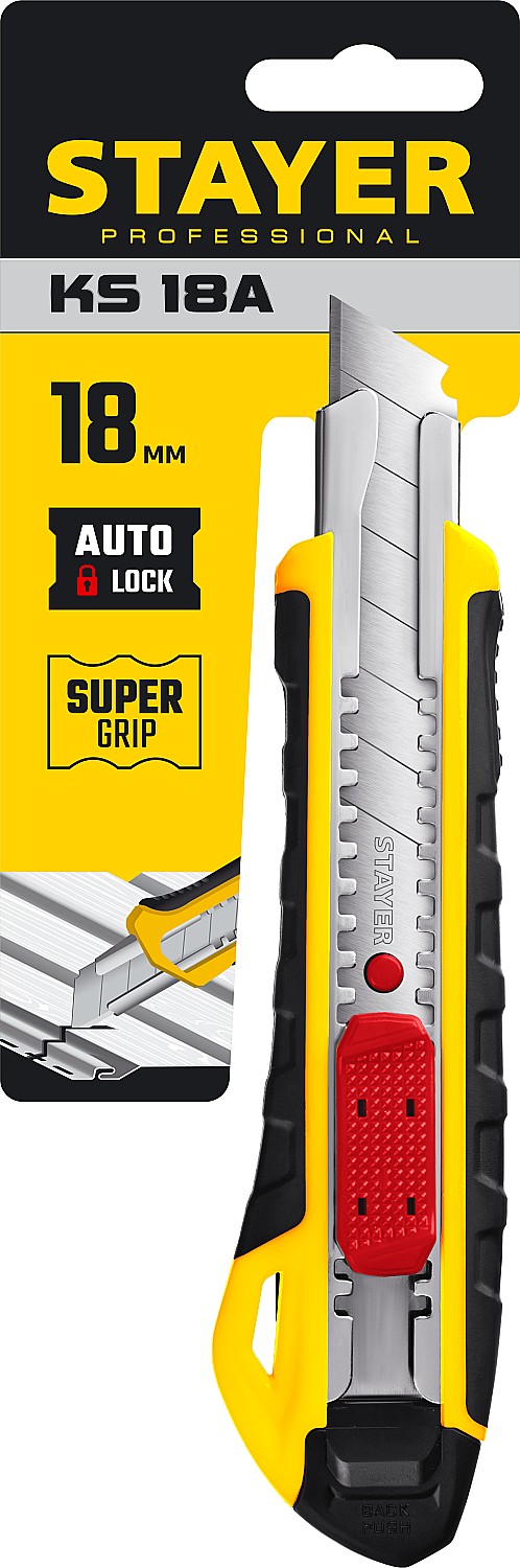 STAYER KS-18A, 18 мм, нож с автостопом, Professional (0916)