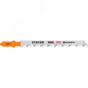 STAYER T144DF, 2 шт, 75 мм / 4 мм,T-хвост., Bi-Metal, высокий ресурс, по тверд. дереву, полотна для лобзика, Professional (15985-4)