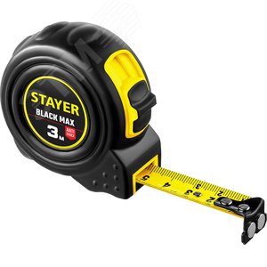 STAYER BlackMax, 3 м х 16 мм, рулетка с двумя фиксаторами, Professional (3410-03)