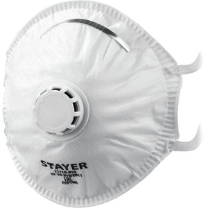 STAYER KV-99, класс защиты FFP3, коническая, фильтрующая полумаска с клапаном выдоха (11110-3)