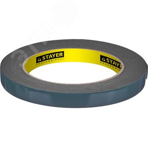 STAYER 12 мм, 5 м, черная, на вспененной основе, двухсторонняя клейкая лента, Professional (12233-12-05)