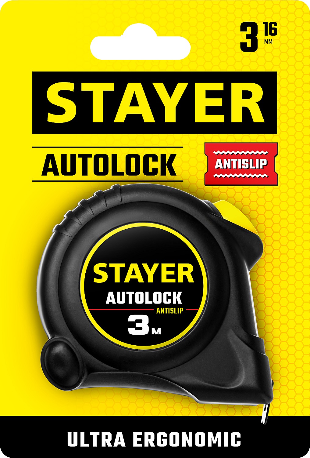 STAYER AutoLock, 3 м х 16 мм, рулетка с автостопом (2-34126-03-16)
