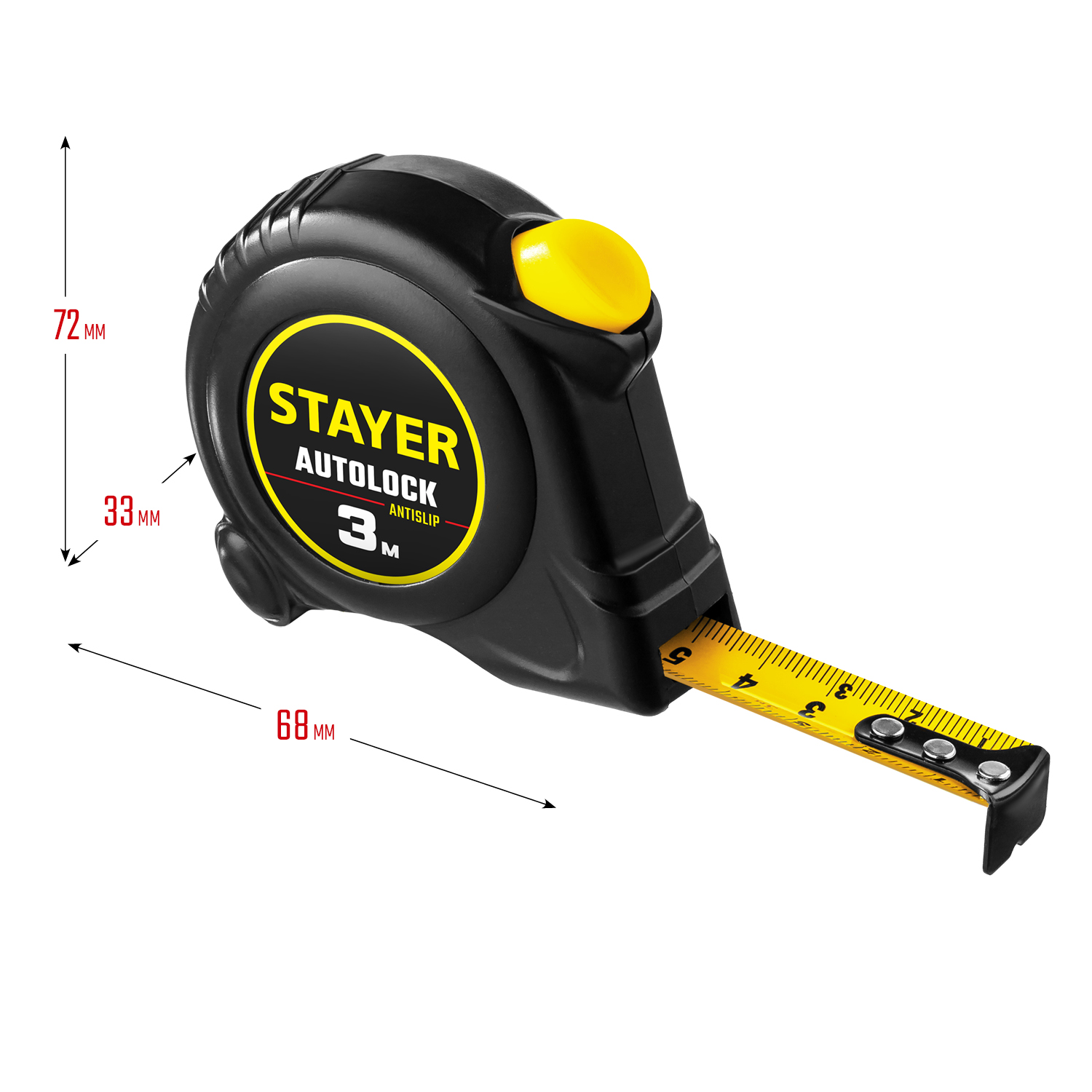 STAYER AutoLock, 3 м х 16 мм, рулетка с автостопом (2-34126-03-16)