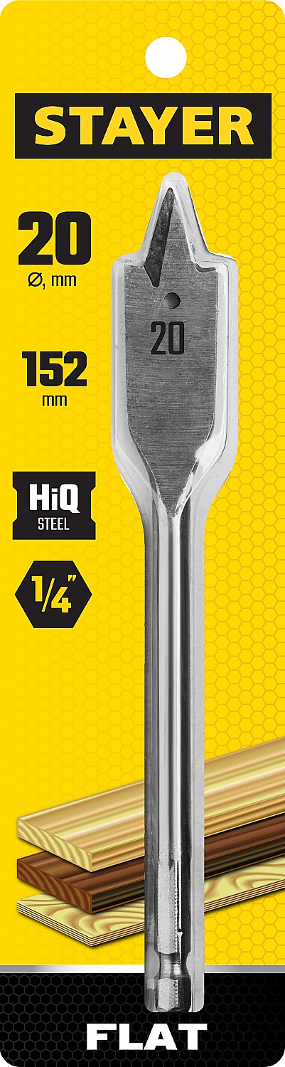 STAYER Flat, 20 x 152 мм, перовое, cверло по дереву (2950-20)