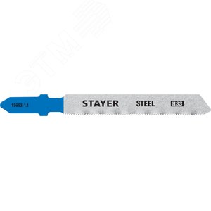 STAYER T118G, 2 шт, 50 мм / 1.1 мм, T-хвост., HSS сталь, по металлу толщиной 0.5-1.5 мм, полотна для лобзика, Professional (15993-1.1)
