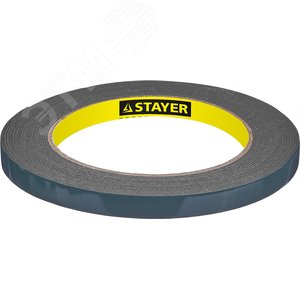 STAYER 9 мм, 5 м, черная, на вспененной основе, двухсторонняя клейкая лента, Professional (12233-09-05)