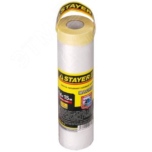 STAYER 1.4 х 15 м, 9 мкм ПВД, защитная пленка-маскер с клейкой лентой (12255-140-15)