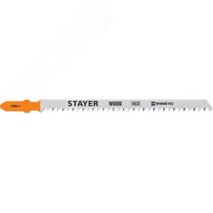 STAYER T301CD, T-хвост., HCS сталь, по дереву, шаг зуба 3 мм (6TPI), раб. длина 90 мм, 2 шт, полотна для лобзика, Professional (15982-4)