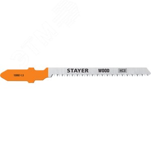 STAYER T101AO, 2 шт, 50 мм / 1.4 мм, T-хвост., HCS сталь, фигурный рез по ламинату/фанере, полотна для лобзика, Professional (15992-1.3)