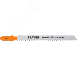STAYER T101BR, 2 шт, 75 мм / 2.5 мм, T-хвост., HCS сталь, обратный рез по ламинату/фанере, полотна для лобзика, Professional (15991-2.5)