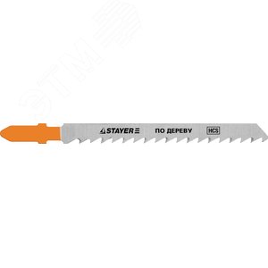 STAYER T101D, T-хвост., HCS сталь, по дереву/ДСП/ДВП, шаг зуба 4 мм (6TPI), раб. длина 75 мм, 2 шт, полотна для лобзика, Professional (15990-4)