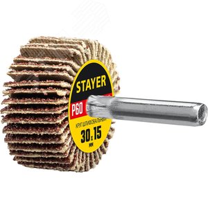 STAYER d 30 x 15 мм, P60, на шпильке d 6 мм, круг шлифовальный лепестковый (36606-060)