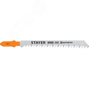 STAYER T111C, T-хвост., HCS сталь, по пластику/дереву/ДСП, шаг зуба 3 мм (8TPI), раб. длина 75 мм, 2 шт, полотна для лобзика, Professional (15987-3)