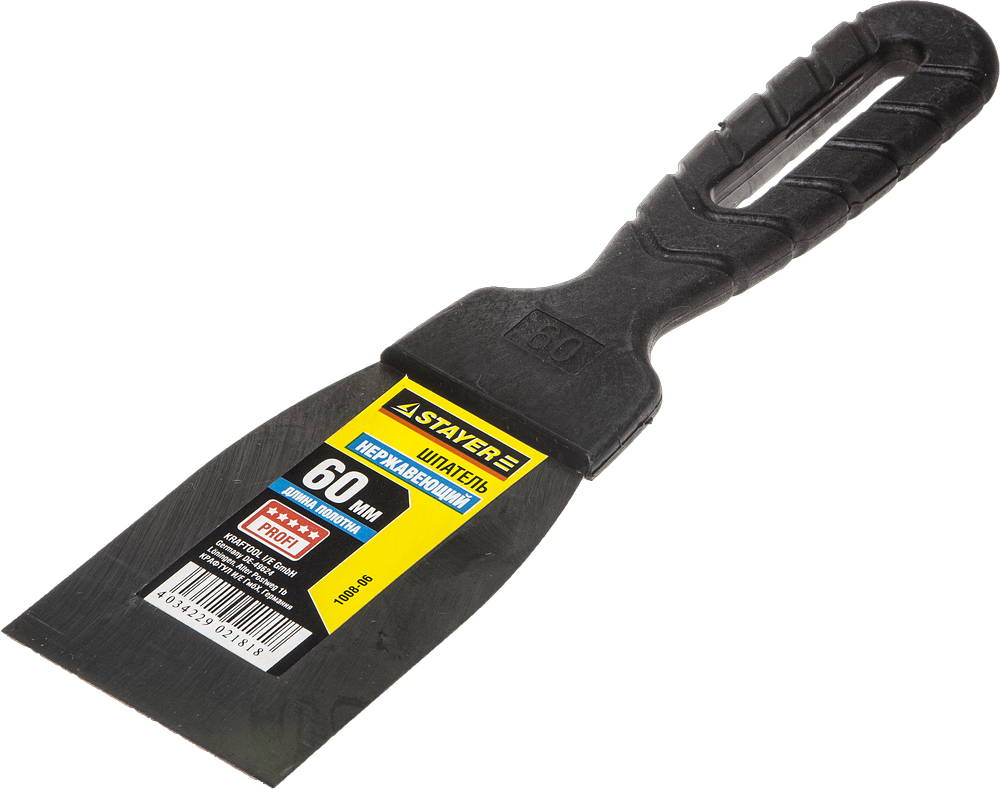 STAYER PROFlat, 60 мм, пластиковая ручка, нержавеющий шпатель, Professional (1008-06)