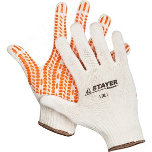 STAYER TRACK, L-XL, х/б перчатки с мягким покрытием ″протектор″ из ПВХ-геля, увеличенная площадь покрытия, противоскользящие (11401-XL)