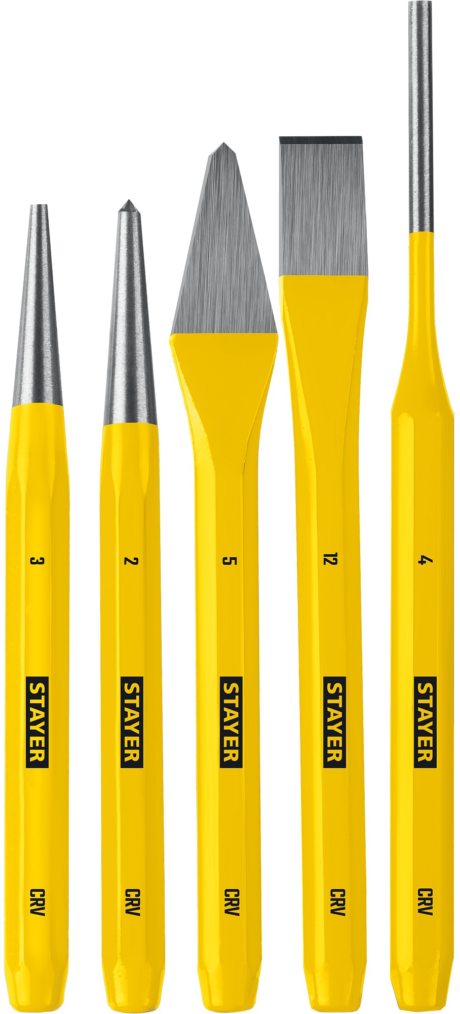 STAYER Hercules, 5 предметов, набор зубил и кернеров в пластиковом держателе, Professional (21077-H5)