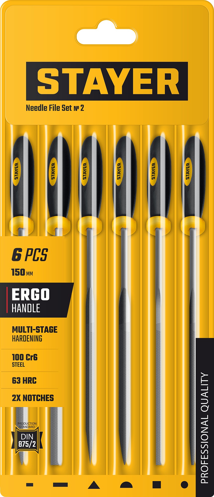STAYER 150 мм, 6 предм., набор надфилей, Professional (16010-H6)