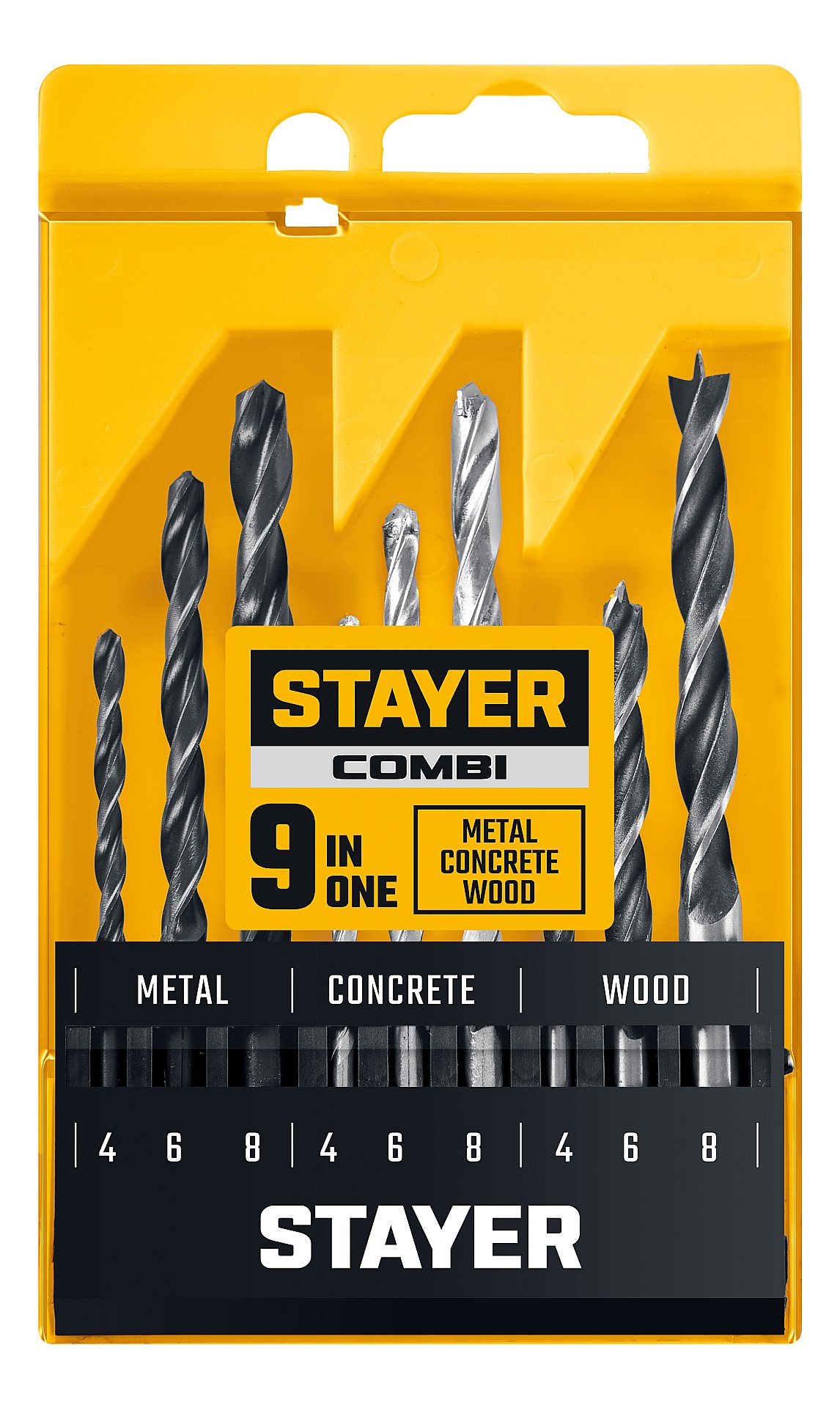 STAYER Combi 9 предметов, набор комбинированных сверл (29720-H9)
