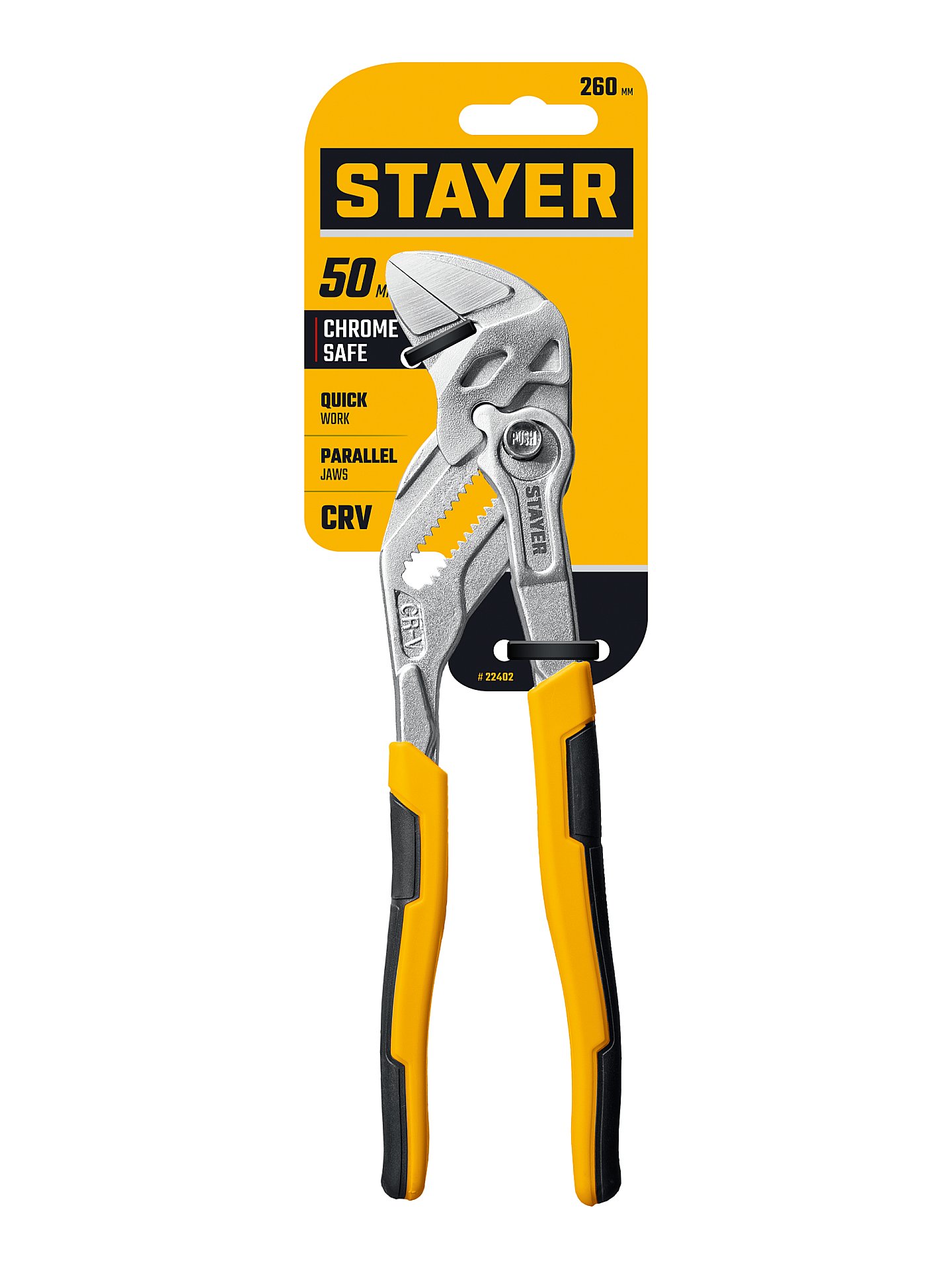 STAYER PlierWrench 260 мм, захват 50 мм, переставные клещи-гаечный ключ (22402)