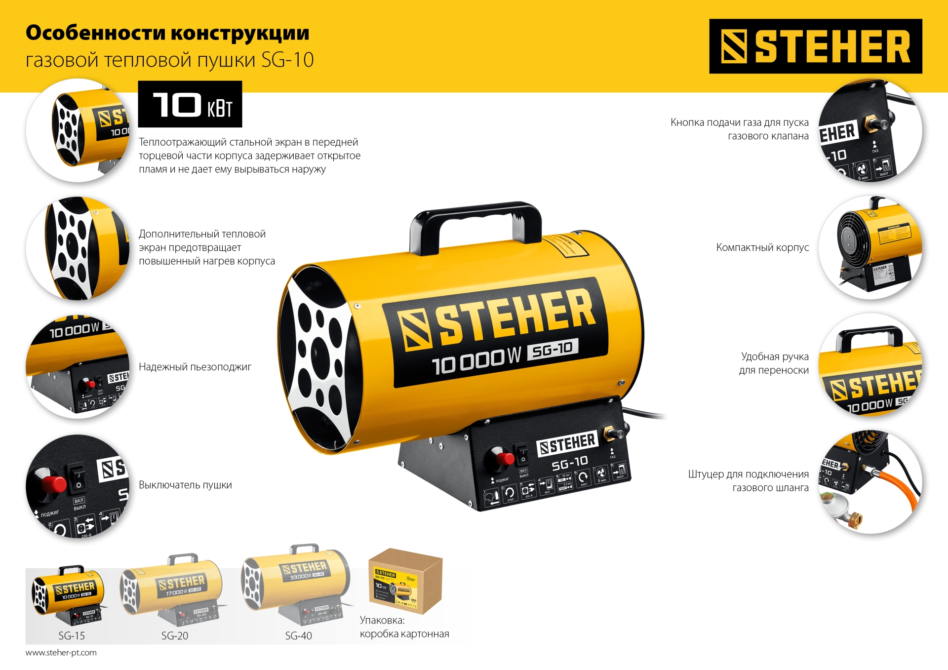 STEHER 10 кВт, газовая тепловая пушка (SG-10)