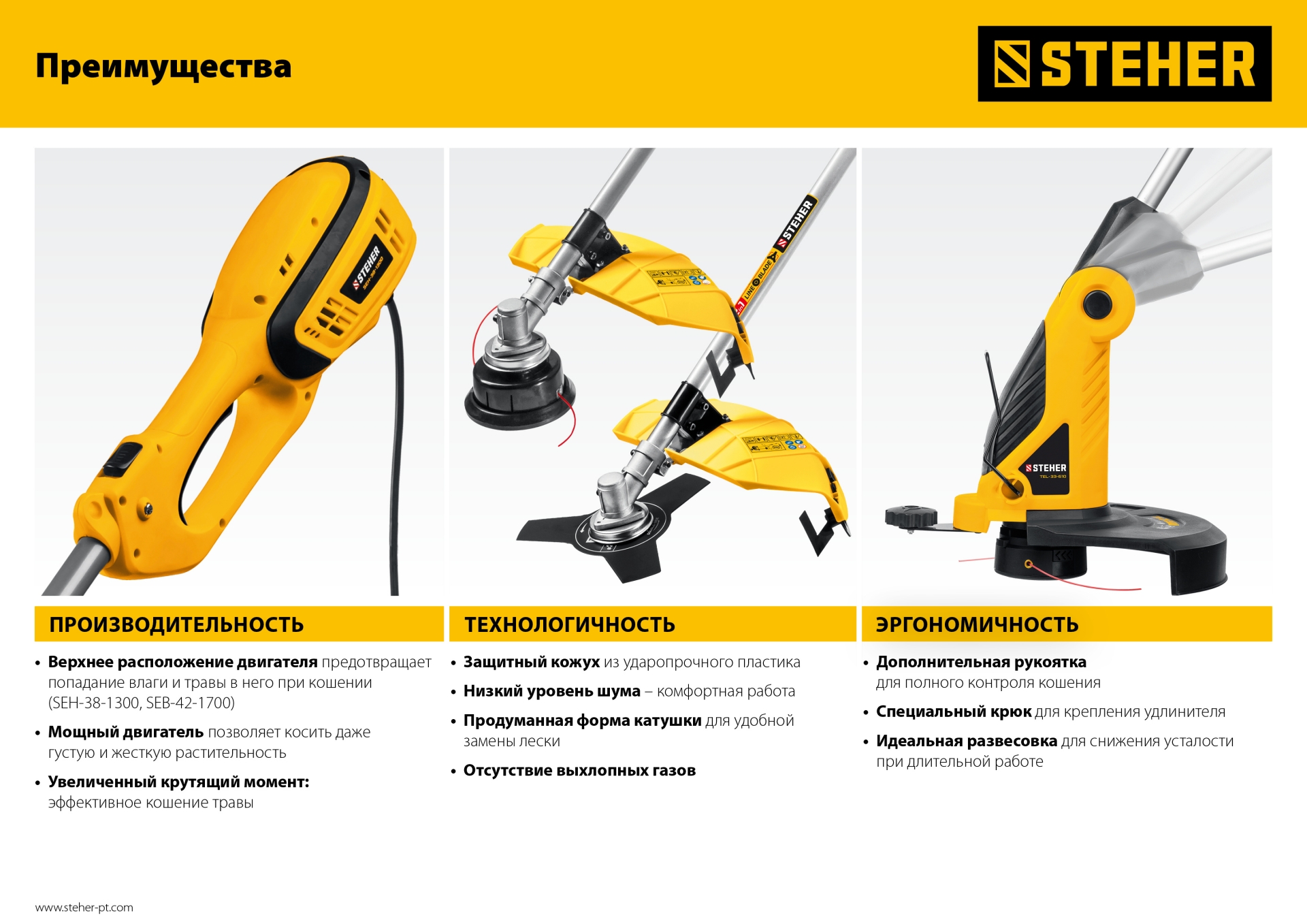 STEHER 400 Вт, ш/с 25 см, сетевой триммер (TEL-25-410)