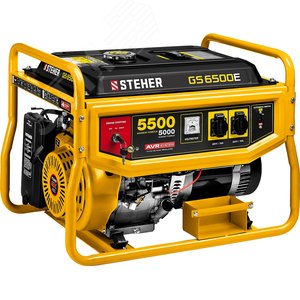 STEHER 5500 Вт, бензиновый генератор с электростартером (GS-6500E)