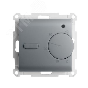 Терморегулятор механический для теплого пола (механизм) 250В 3500Вт серия Катрин серебро STEKKER