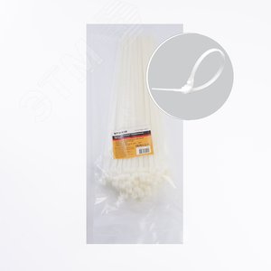 Хомут нейлоновый многоразовый 8x400мм, белый (100шт в упак)