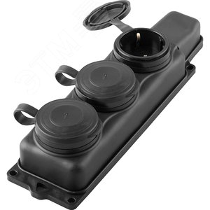 Розетка переносная трехместная штепсельная с заземляющим контактом 250В, 16А, каучук, серия Одри,