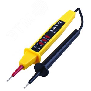 Тестер ступенчатой индикации напряжения контактный двухполюсной до 500V, желтый,