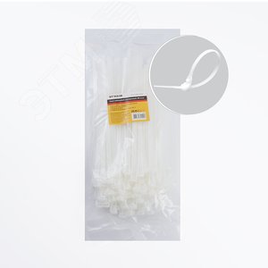 Хомут нейлоновый многоразовый 8x250мм, белый (100шт в упак)