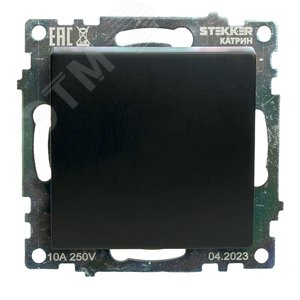 Переключатель перекрестный одноклавишный (механизм) 250В 10А серия Катрин черный STEKKER