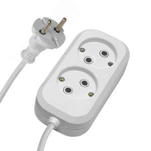 Удлинитель двухместный б/з 2x0,75, 3м, серия Home, белый,