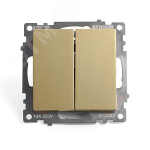 Переключатель двухклавишный (механизм) серия Катрин золото STEKKER