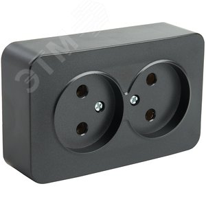 Розетка двухместная б/з 250В 10А серия София черный STEKKER