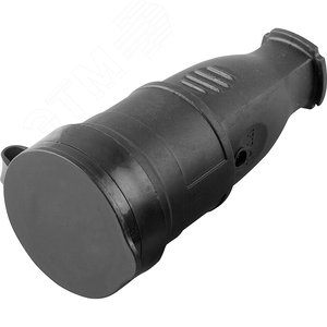 Розетка переносная c/з, с крышкой, 230В,16А,IP44, каучук, черный