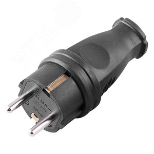 Вилка прямая с/з, каучук 250В, 16A, IP44, черный,