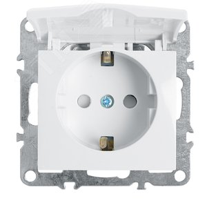 Розетка одноместная (механизм) с/з с крышкой, 250В, 16А серия Эрна, белый Stekker