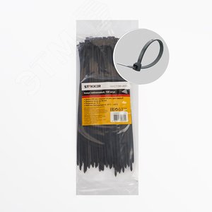 Хомут нейлоновый 3,6x200 мм, d пучка max 50мм, нагрузка 18 кг, черный (100шт в упак),