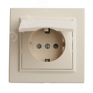 Розетка одноместная с/з с крышкой, 250В, 16А серия Эрна, слоновая кость Stekker