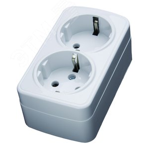 Розетка накладная двухместная,с/з, 250В, 16А, IP20, пластик АВS,белая, серия Basic, Srekker