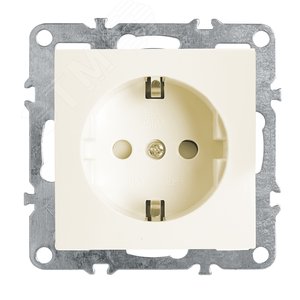 Розетка одноместная (механизм) с/з,с защитной шторкой,250В, 16А,  серия Эрна, слоновая кость Stekker