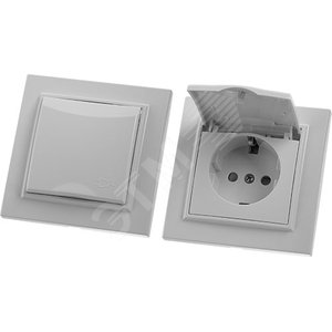 Розетка 1-местная с/з с крышкой, серия Эрна, белый,