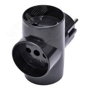 Разветвитель сетевой 3-местный б/з, черный,