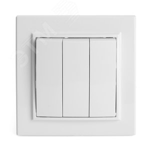 Выключатель трехклавишный, серия Эрна, белый Stekker