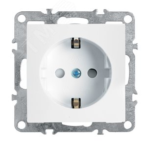 Розетка одноместная (механизм) с/з,с защитной шторкой,250В, 16А,  серия Эрна, белый Stekker