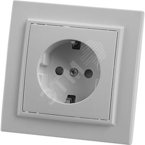 Розетка 1-местная с/з, серия Эрна, белый,
