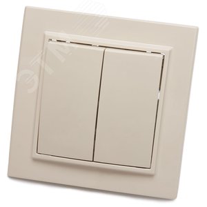 Выключатель двухклавишный, 250В, 10А, серия Эрна, слоновая кость Stekker