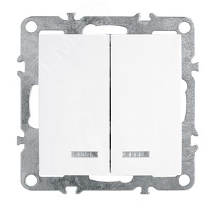 Выключатель 2-клавишный с индикатором (механизм), серия Эрна, , белый