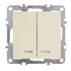 Выключатель 2-клавишный с индикатором (механизм), серия Эрна, , слоновая кость